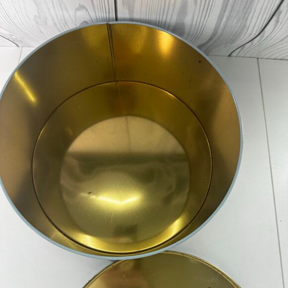 Vintage 1985 Crabtree and Evelyn Octagon Tin Farm Horse Chicken Tall Round - Picture 7 of 9